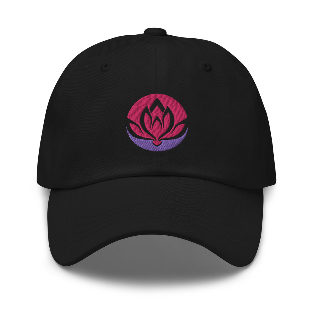 Pure Lotus Flower Embroidered Relaxed Fit Baseball Cap, Yoga Hats, Hats for Men, Sun Hats for Women