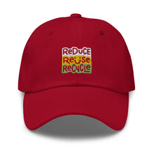 Load image into Gallery viewer, Reduce Reuse Recycle Embroidered Baseball Caps, Hats For Men, Sun Hats For Women, Motivational Gifts
